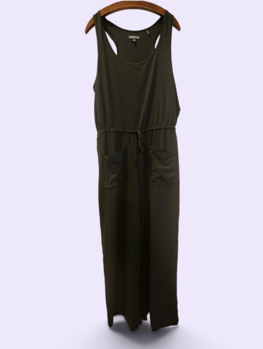 Toad&Co Sunkissed Livvy Jumpsuit L Black UPF 50 Quick Dry Travel Wide Leg